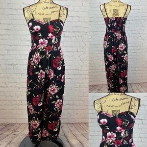 Xhilaration Floral Bustier Side Pockets Jumpsuit
